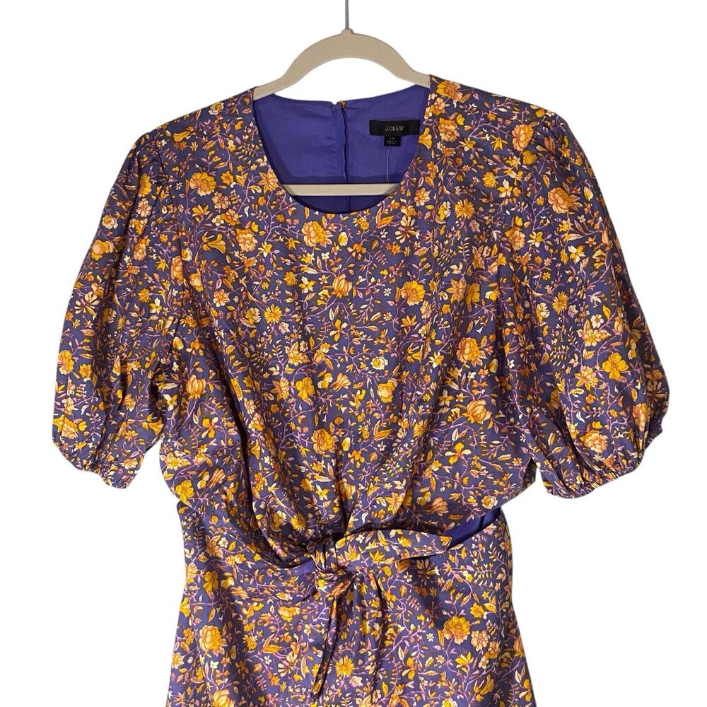 J.Crew Cutout Cotton Poplin Dress  Midnight Floral Puff Sleeve Size 14 New NWT - Picture 4 of 12